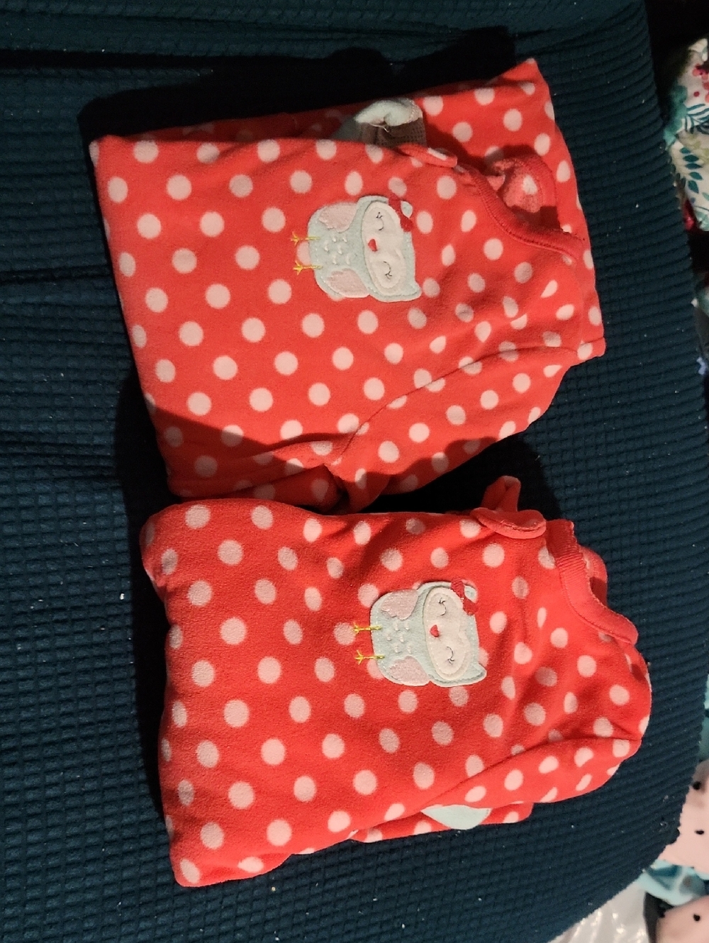 Sleeper Pajamas For Twins Set Of 2 Carter's 4T Coral Pink Polka Dot Owl Fleece